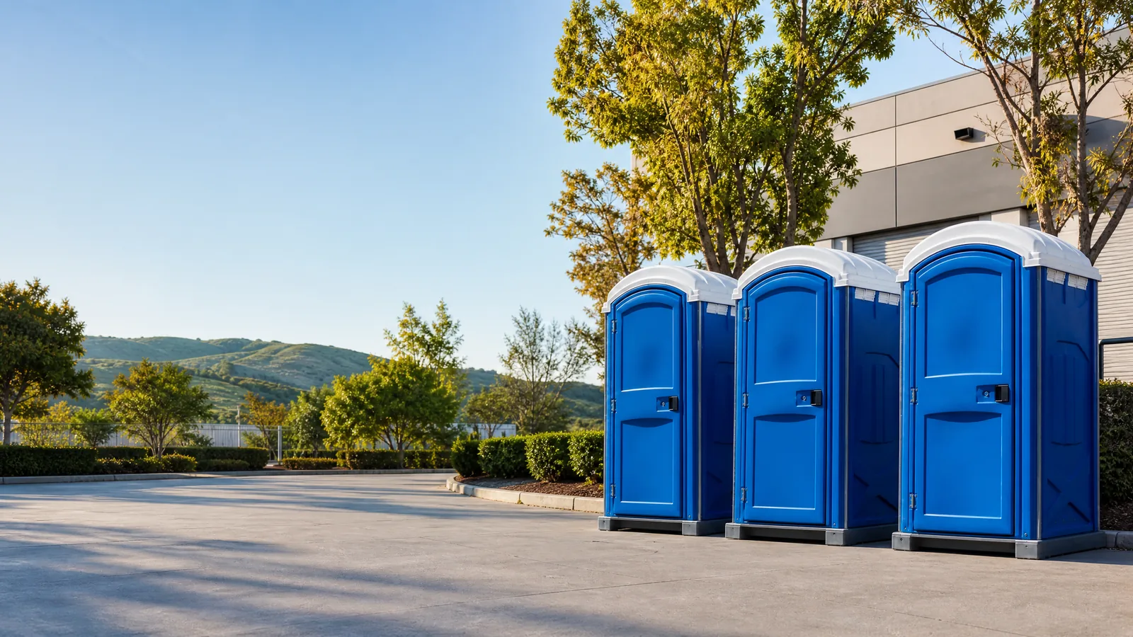 Clean portable restroom units prepared for rental planning in Fremont